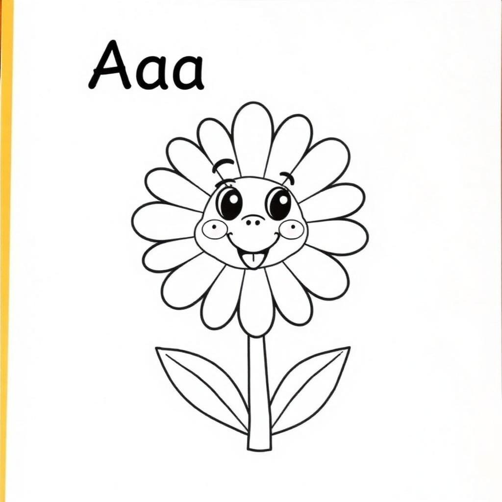 A is for Aster colouring page from My A to Z Flowers